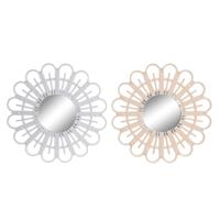 Wandspiegel DKD Home Decor Scandi Kristal Natuurlijk Wit Polypropyleen (50 x 2,5 x 50 cm) (2 Stuks) - thumbnail