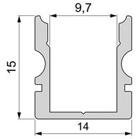 Deko Light 970101 AU-02-08 U-profiel Aluminium (b x h x d) 14 x 15 x 2000 mm 2 m - thumbnail