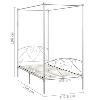 Hemelbedframe metaal wit 100x200 cm