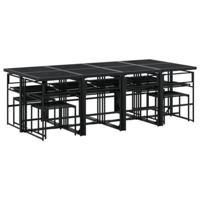 13-delige Tuinset met kussens textileen zwart