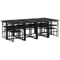 13-delige Tuinset met kussens textileen zwart - thumbnail