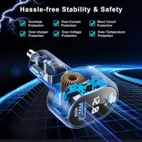 Caliber Autolader - Sigarettenaansteker Splitter - 1x USB & 1x USB-C - 83 Watt - Snellader - LED met spanningsmeter (PS26) - thumbnail