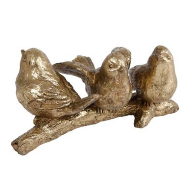 Gifts Amsterdam Sculptuur Vogels Op Tak 3 Goud Polystone 14x7x7cm