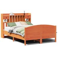 Bed met boekenkast zonder matras grenenhout wasbruin 160x200 cm - thumbnail
