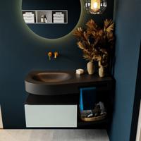 MONDIAZ RIVA 100cm badmeubel onderkast / planchet kleur Greey met 1 lade. Wastafel DULCET links 0 kraangaten kleur Urban. - thumbnail