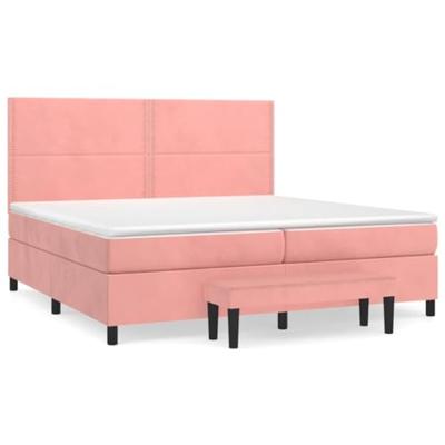 Boxspring met matras fluweel roze 200x200 cm