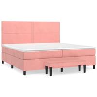 Boxspring met matras fluweel roze 200x200 cm - thumbnail