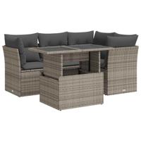 5-delige Loungeset met kussens poly rattan grijs - thumbnail