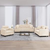 3-delige Loungeset met kussens microvezelstof beige - thumbnail