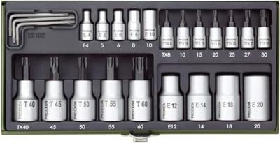 Proxxon Industrial 23 102 Buiten-zesrond (TX), Binnen-zesrond (TX), Zesrond-TX BO Dopsleutel-bitinzetset 24-delig 1/4 (6.3 mm), 1/2 (12.5 mm) - thumbnail