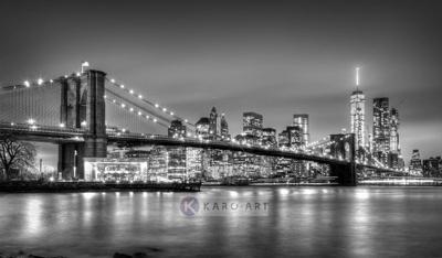 Afbeelding op acrylglas - Brooklyn bridge, New York, zwart-wit