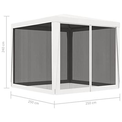 Partytent met 4 mesh zijwanden 2,5x2,5 m wit
