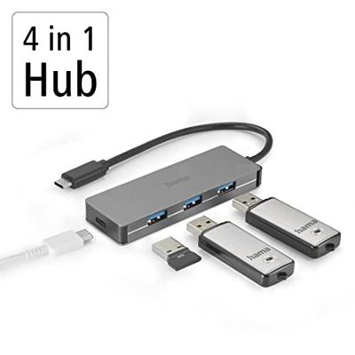 Hama usb-c-hub 4-poorts usb 3.2 gen2 10 gbit/s alu Hama usb-c-hub 4-poorts usb 3.2 gen2 10 gbit/s alu