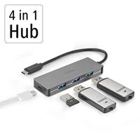 Hama usb-c-hub 4-poorts usb 3.2 gen2 10 gbit/s alu - thumbnail