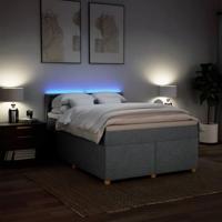 Boxspring met matras stof lichtgrijs 160x200 cm - thumbnail