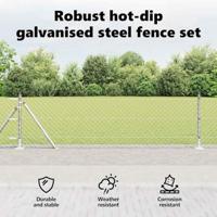 VidaXL Afrasteringspaal zilver 25 x 0,4 m (40 x 40 mm gaas) staal - thumbnail