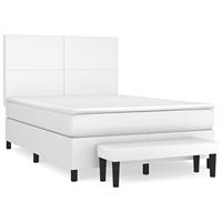 Boxspring met matras kunstleer wit 140x190 cm - thumbnail