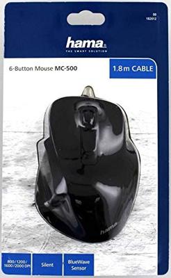 Hama optische muis met 6 knoppen mc-500 met kabel zwart