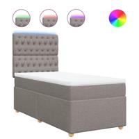 Boxspring met matras stof taupe 90x190 cm - thumbnail
