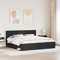 Bedframe met hoofdeinde Zwart 200 x 200 cm Massief grenenhout - thumbnail