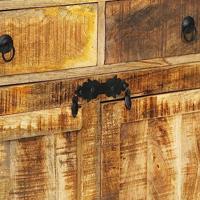 Hoge kast 100x40x175 cm massief ruw mangohout - thumbnail