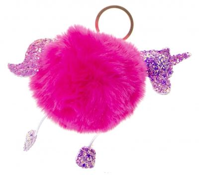 LG Imports sleutelhanger fluffy unicorn roze 8 cm