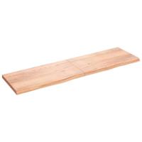 VidaXL Wastafelblad 220x60x(2-6) cm behandeld massief hout lichtbruin - thumbnail