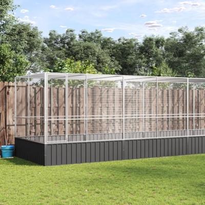 vidaXL Volière met verlengstuk 1246x207x212 m staal zilverkleurig, vogelvolière, papegaaienkooi, grote papegaaienkooi, parkietenkooi, grote vogelkooi