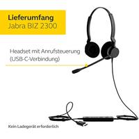 Jabra Biz 2300 USB-C UC On-Ear Stereo Headset - Unified Communications gecertificeerde noise cancelling kabel hoofdtelefoon met bedieningseenheid voor softphones en tafeltelefoons, zwart - thumbnail