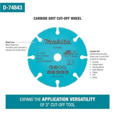 Makita Accessoires 76 mm Doorslijpschijf HM/TCG 76x10x1,75mm voor DMC300 - D-74837 Makita Accessoires 76 mm Doorslijpschijf HM/TCG 76x10x1,75mm voor DMC300 - D-74837