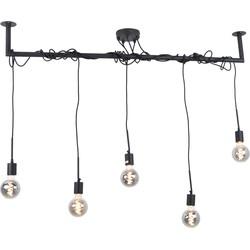 Urban Interiors Hanglamp 'Bar' 5-lamps, kleur Zwart