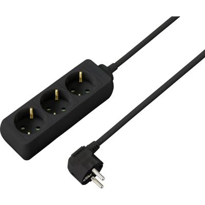 Sygonix SY-4892462 Stekkerdoos 3-voudig Zwart Randaarde stekker 1 stuk(s)