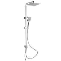 SILVER RAIN hoofddouche set, chroom ultra-dunne, lasergelaste wellness-hoofddouche, 25 x 25 cm volledig verchroomde handdouche met en met Push-Button metalen douchestang in hoogte verstelbaar, c - thumbnail