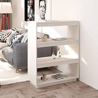 Boekenkast/kamerscherm 80x35x103 cm massief grenenhout wit - thumbnail