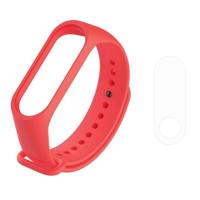2 in 1 armband horloge Silicone rubber polsbandje polsband riem vervanging met TPU scherm film voor Xiaomi mi band 3 (rood) - thumbnail