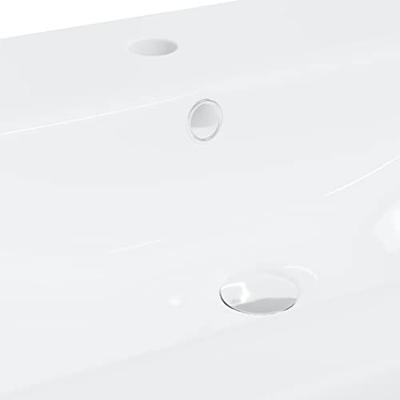 Inbouwwastafel met kraan 81x39x18 cm keramiek wit - thumbnail