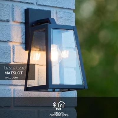 Lucide MATSLOT - Wandlamp Binnen/Buiten - 1xE27 - IP23 - Zwart Lucide MATSLOT - Wandlamp Binnen/Buiten - 1xE27 - IP23 - Zwart