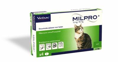 Virbac Milpro Grote kat 8 tabletten Virbac Milpro Grote kat 8 tabletten