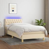 Boxspring met matras en LED stof crèmekleurig 90x190 cm - thumbnail