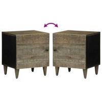 Nachtkastje 40x33x46 cm massief mangohout lichtgrijs - thumbnail