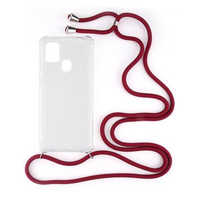 Shop4 - Samsung Galaxy A21s Hoesje - Zachte Back Case met Koord Donker Rood Shop4 - Samsung Galaxy A21s Hoesje - Zachte Back Case met Koord Donker Rood