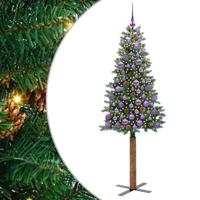 VidaXL Slanke kerstboom groen 180 cm pvc en massief dennenhout - thumbnail