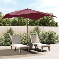VidaXL Parasol met houten paal 300x300x273 cm bordeauxrood - thumbnail