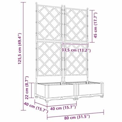 VidaXL Tuin bloempot 2 pcs wit 80 x 40 x 125,5 cm staal