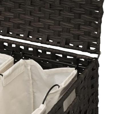 Wasmand op wielen 66x35x60 cm rattan donkerbruin Wasmand op wielen 66x35x60 cm rattan donkerbruin
