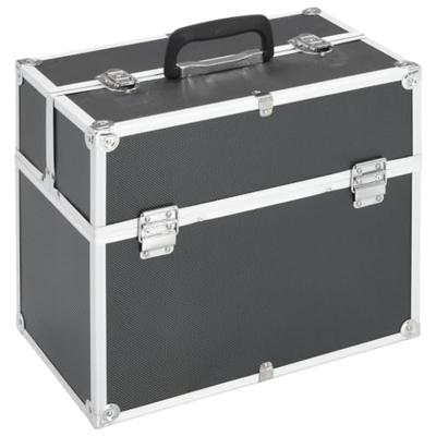 VidaXL Make-up koffer 38x23x34 cm aluminium zwart VidaXL Make-up koffer 38x23x34 cm aluminium zwart