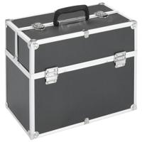 VidaXL Make-up koffer 38x23x34 cm aluminium zwart - thumbnail