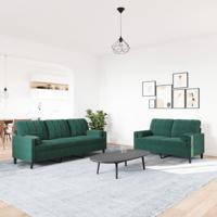 2-delige Loungeset met kussens en bolsters fluweel donkergroen - thumbnail