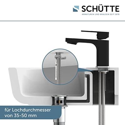 MADASGASKAR ééngreepsmengkraan wastafel, chroom/mat zwart keramische schrijven geluidsarme, verwisselbare 35 mm cartouche flexibele metalen aansluitslangen volgens DVGW/KTW-A push-pop-up afvo