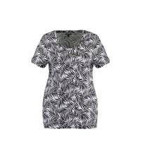 MS Mode T-shirt met bladprint lila/zwart - thumbnail
